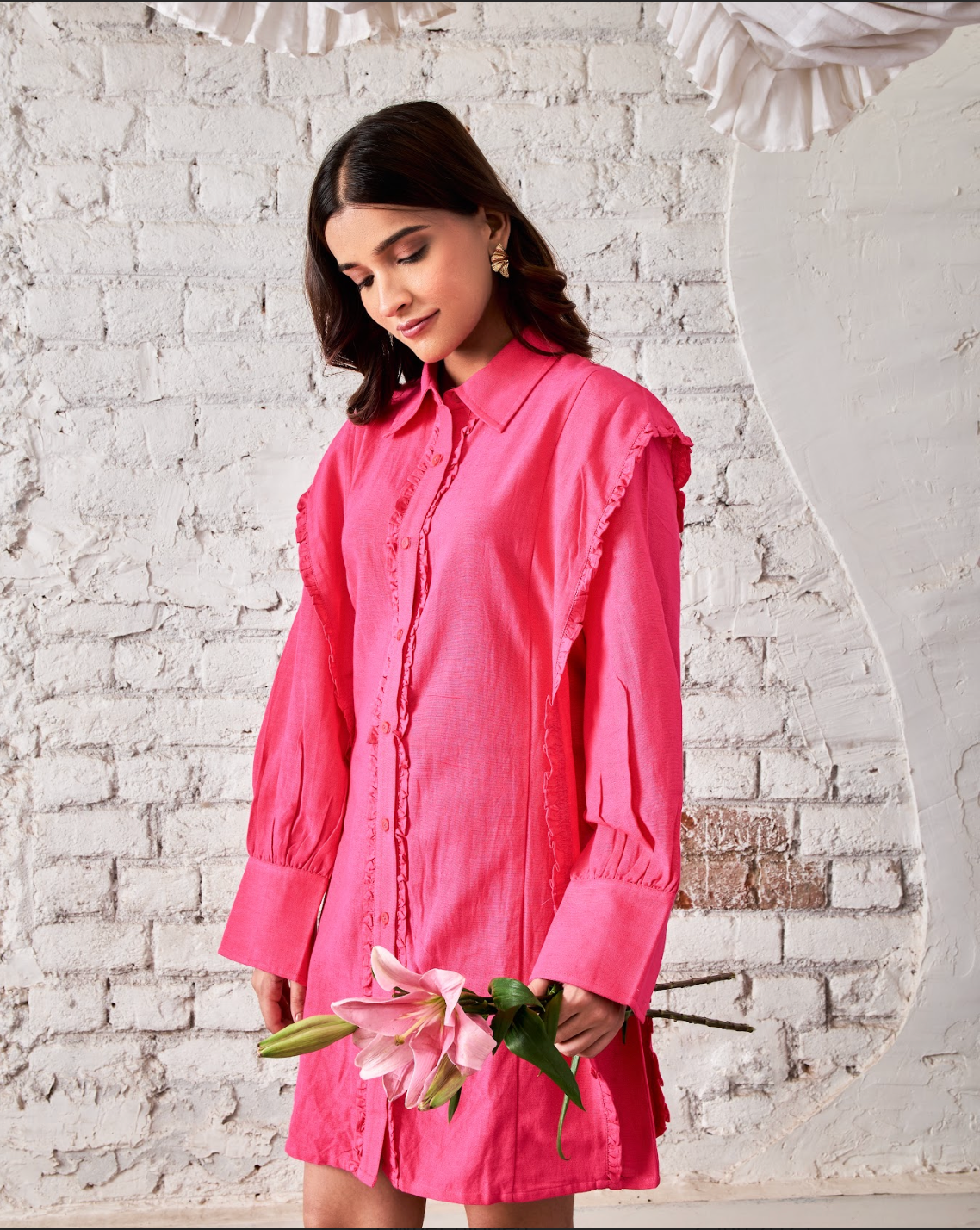 Ruffle Shirt Dress