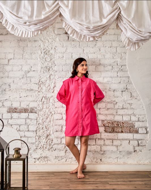 Ruffle Shirt Dress